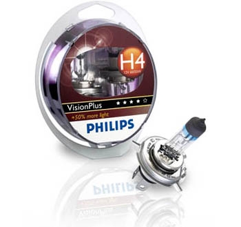 Галогенные лампы Philips H4 VisionPlus + 50% (2шт.)
