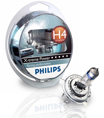 Галогенные лампы Philips H4 X-treme Power + 80% (2шт.)
